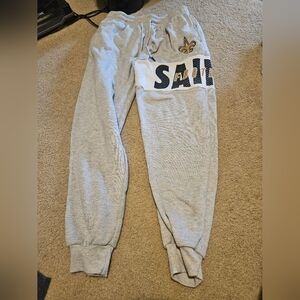 New Orleans Saints Pants Men's L Gray Drawstring Team Apparel NFL Football Used.